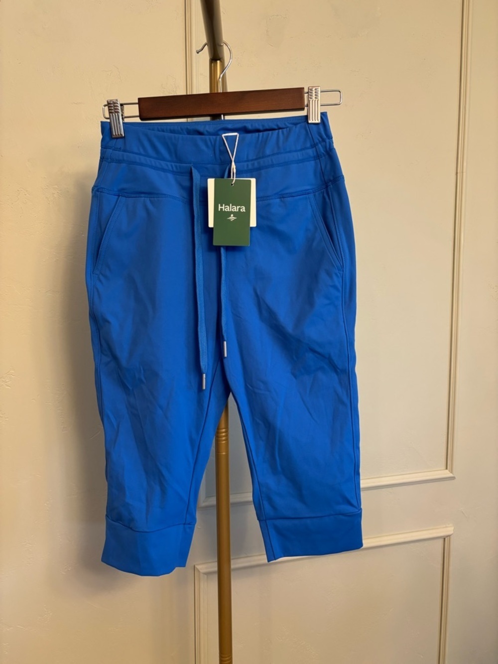 Halara Royal Blue Cropped Jogger Capris w Drawstring MSRP $42 NWT Small